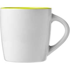 Aztec 340 ml ceramic mug, White, solid black