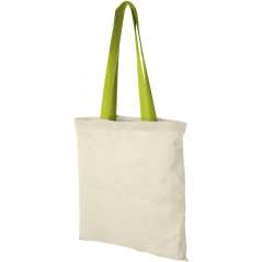 Nevada 100 g/m2 cotton tote bag with coloured handles, Natur