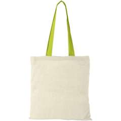 Nevada 100 g/m2 cotton tote bag with coloured handles, Natur