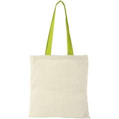 Nevada 100 g/m2 cotton tote bag with coloured handles, Natur
