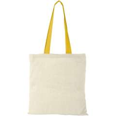 Nevada 100 g/m2 cotton tote bag with coloured handles, Natur