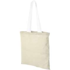 Nevada 100 g/m2 cotton tote bag with coloured handles, Natur