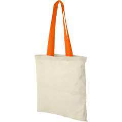 Nevada 100 g/m2 cotton tote bag with coloured handles, Natur