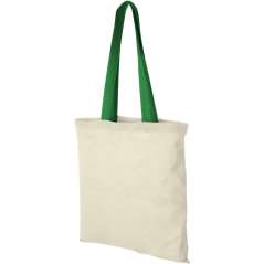 Nevada 100 g/m2 cotton tote bag with coloured handles, Natur