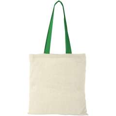 Nevada 100 g/m2 cotton tote bag with coloured handles, Natur