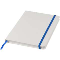 Spectrum A5 white notebook with coloured strap, White, solid black