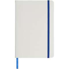 Spectrum A5 white notebook with coloured strap, White, solid black