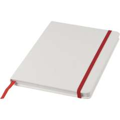 Spectrum A5 white notebook with coloured strap, White, solid black