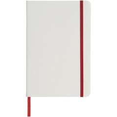 Spectrum A5 white notebook with coloured strap, White, solid black