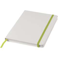 Spectrum A5 white notebook with coloured strap, White, solid black