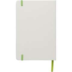 Spectrum A5 white notebook with coloured strap, White, solid black