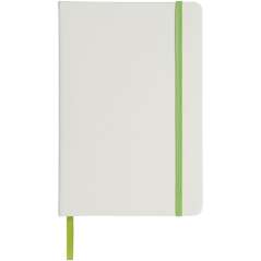 Spectrum A5 white notebook with coloured strap, White, solid black