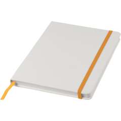 Spectrum A5 white notebook with coloured strap, White, solid black