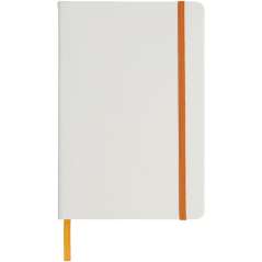 Spectrum A5 white notebook with coloured strap, White, solid black