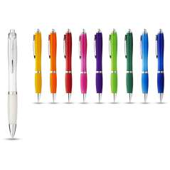 Nash ballpoint pen with coloured barrel and grip, White