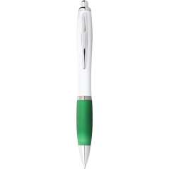 Nash ballpoint pen with white barrel and coloured grip, White,Royal blue