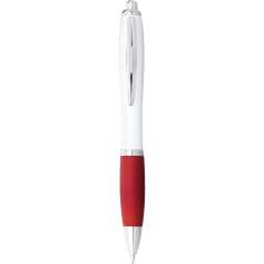 Nash ballpoint pen with white barrel and coloured grip, White,Royal blue