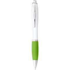 Nash ballpoint pen with white barrel and coloured grip, White,Royal blue