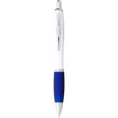 Nash ballpoint pen with white barrel and coloured grip, White,Lime