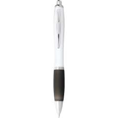 Nash ballpoint pen with white barrel and coloured grip, White,Lime
