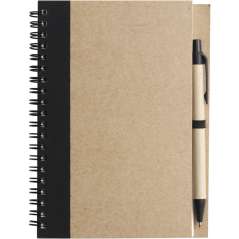 Wire bound notebook with ballpen. Stella, black