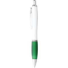 Nash ballpoint pen with white barrel and coloured grip, White,Royal blue