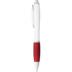 Nash ballpoint pen with white barrel and coloured grip, White,Royal blue