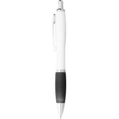 Nash ballpoint pen with white barrel and coloured grip, White,Royal blue