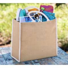 Harry large tote bag made from jute, Natural,White