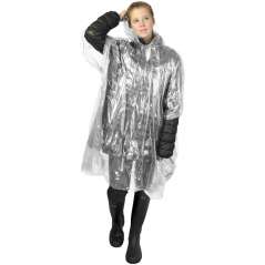 Ziva disposable rain poncho with storage pouch, solid black