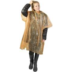 Ziva disposable rain poncho with storage pouch, solid black