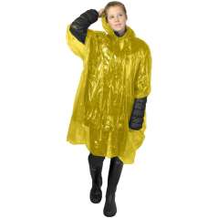 Ziva disposable rain poncho with storage pouch, solid black