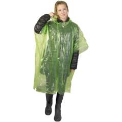 Ziva disposable rain poncho with storage pouch, solid black
