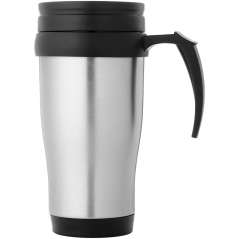 Sanibel 400 ml insulated mug, Silver, solid black
