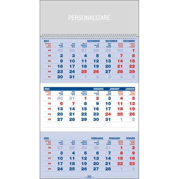 Calendar triptic de perete Clasic