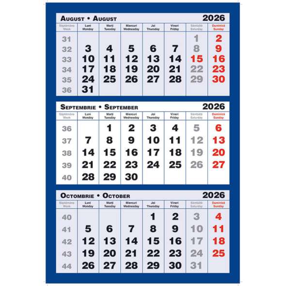 Calendar triptic de perete 3 culori