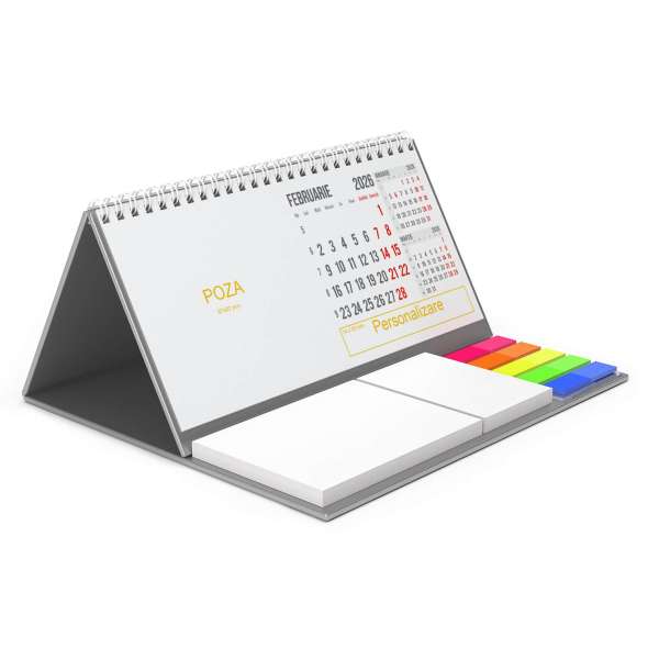 Calendar triptic de birou cu notite repozitionabile