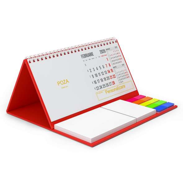 Calendar triptic de birou cu notite repozitionabile