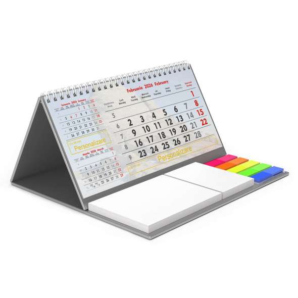 Calendar triptic de birou cu notite repozitionabile