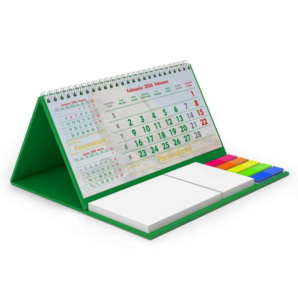 Calendar triptic de birou cu notite repozitionabile