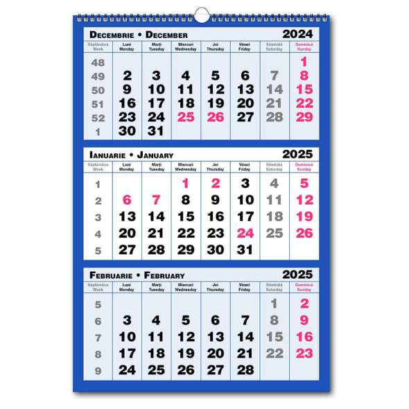Calendar triptic de perete 3 culori