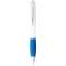 Nash ballpoint pen with white barrel and coloured grip, White,Royal blue